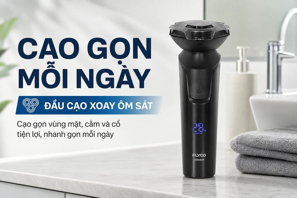 Máy cạo râu khô và ướt Flyco FS903VN Màu Đen