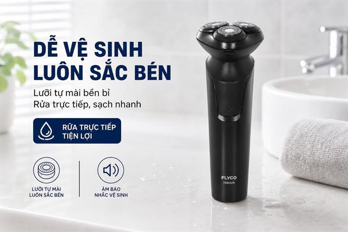 Máy cạo râu khô và ướt Flyco FS903VN Màu Đen