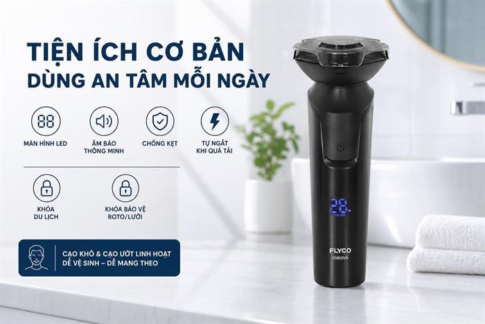 Máy cạo râu khô và ướt Flyco FS903VN Màu Đen