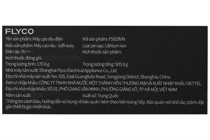 Máy cạo râu khô và ướt Flyco FS929VN Màu Đen