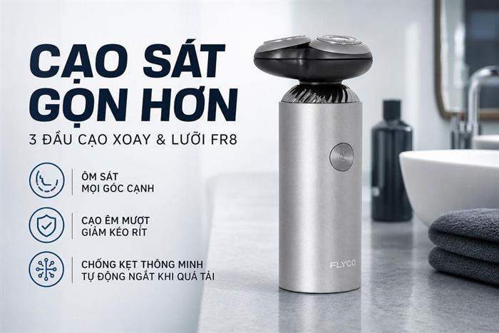 Máy cạo râu khô và ướt Flyco FS965VN Màu Xám
