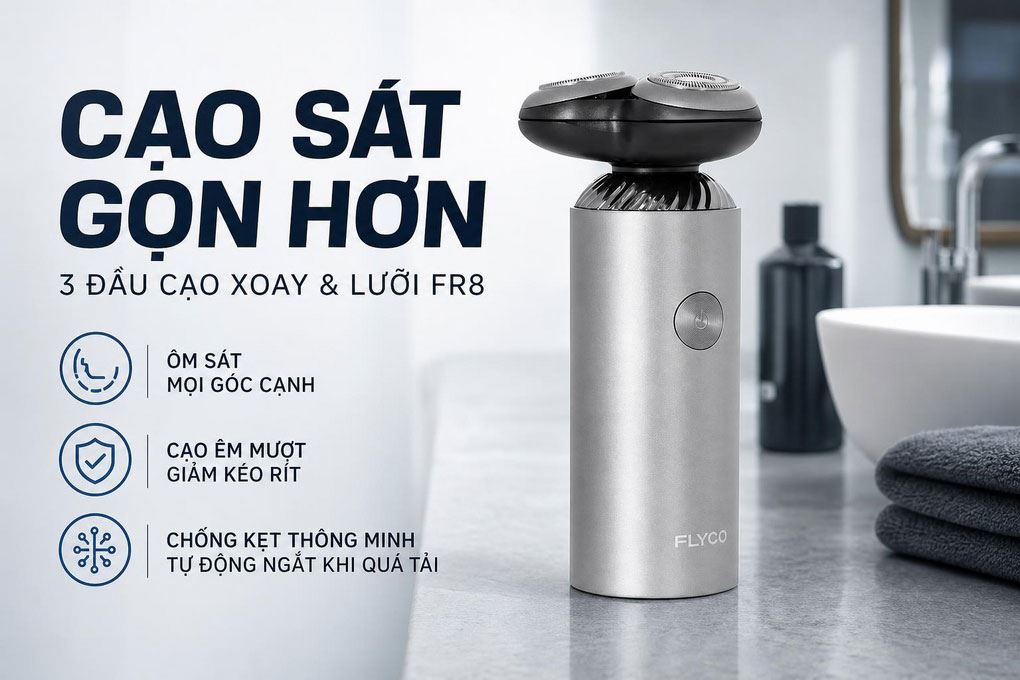 Máy cạo râu khô và ướt Flyco FS965VN Màu Xám