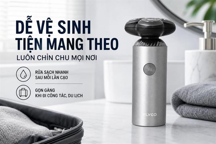 Máy cạo râu khô và ướt Flyco FS965VN Màu Xám
