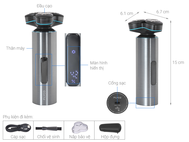 Máy cạo râu khô và ướt Flyco FS988VN