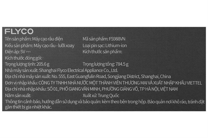 Máy cạo râu khô và ướt Flyco FS988VN Màu Đen