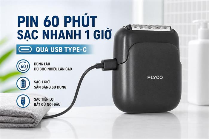 Máy cạo râu khô và ướt Flyco FS685VN Màu Đen