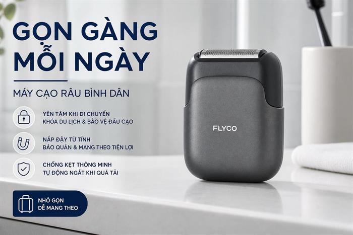 Máy cạo râu khô và ướt Flyco FS685VN Màu Đen