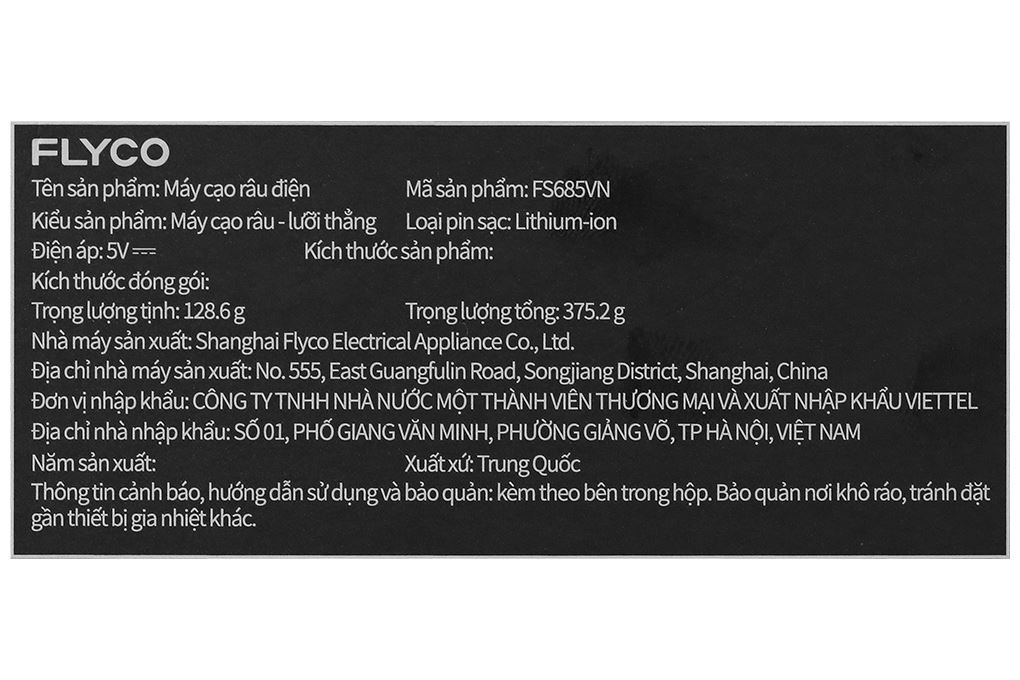 Máy cạo râu khô và ướt Flyco FS685VN Màu Đen