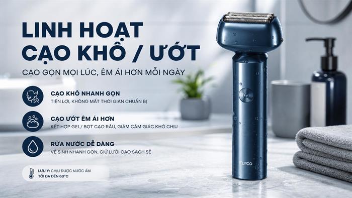 Máy cạo râu khô và ướt Flyco F005VN Màu Xanh Dương