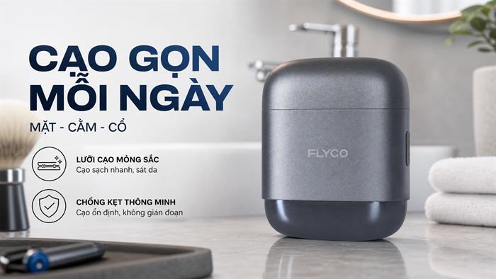 Máy cạo râu khô và ướt Flyco F8VN Xám Màu Xám