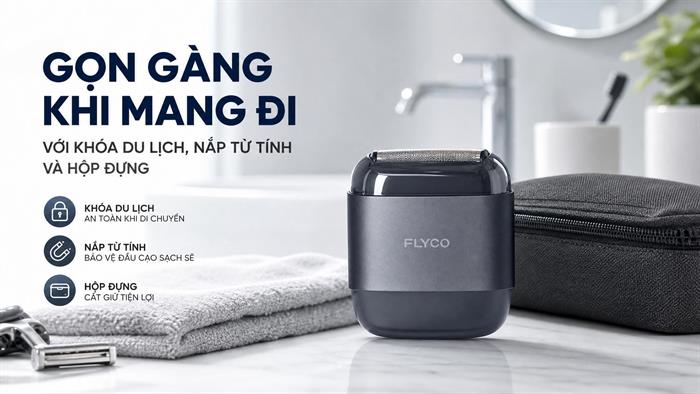 Máy cạo râu khô và ướt Flyco F8VN Xám Màu Xám