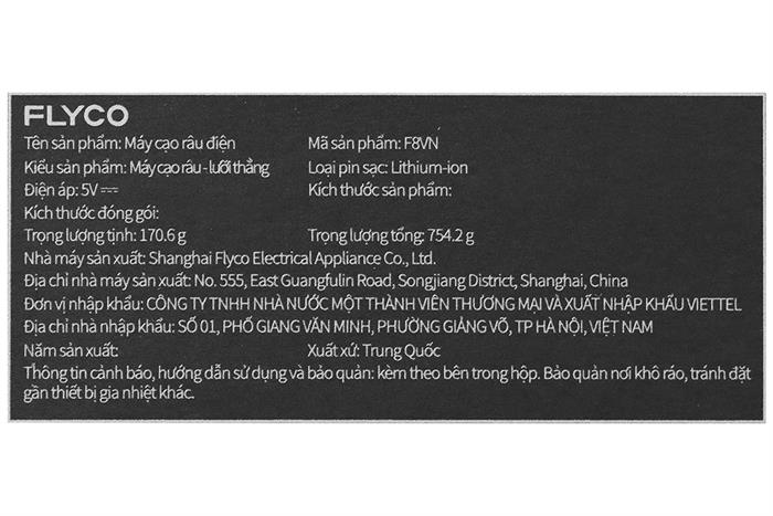 Máy cạo râu khô và ướt Flyco F8VN Xám Màu Xám