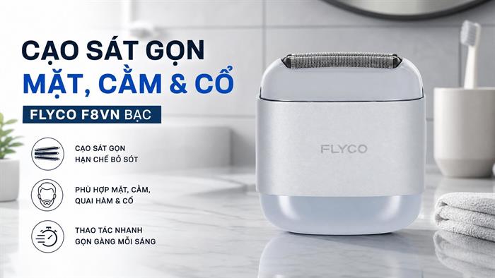 Máy cạo râu khô và ướt Flyco F8VN Bạc Màu Bạc