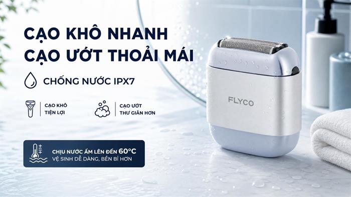 Máy cạo râu khô và ướt Flyco F8VN Bạc Màu Bạc