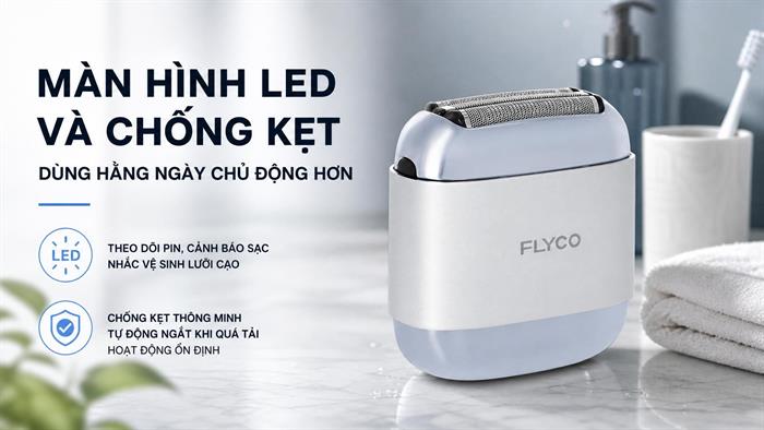 Máy cạo râu khô và ướt Flyco F8VN Bạc Màu Bạc
