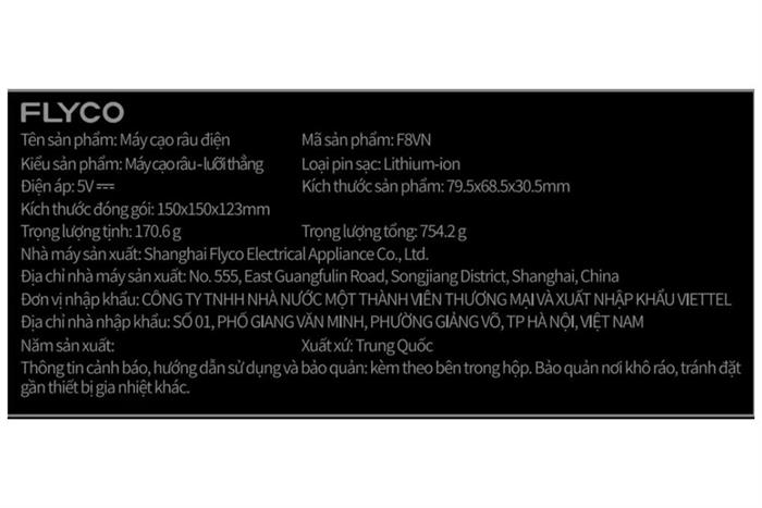 Máy cạo râu khô và ướt Flyco F8VN Bạc Màu Bạc