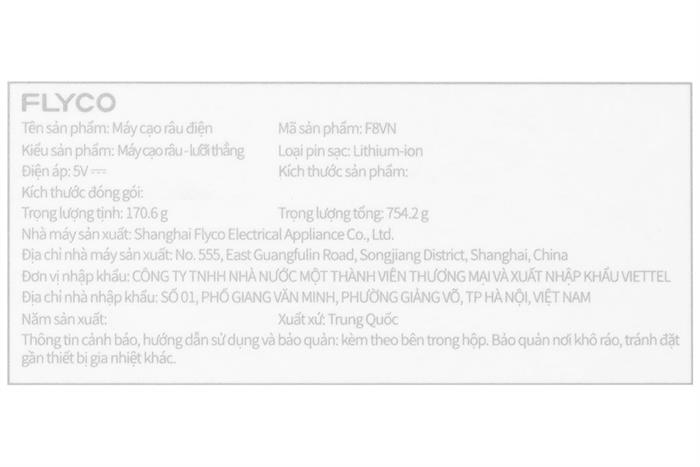 Máy cạo râu khô và ướt Flyco F8VN Bạc Màu Bạc