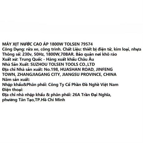 Máy rửa xe Tolsen 1800W 79574 Màu Đen - Vàng