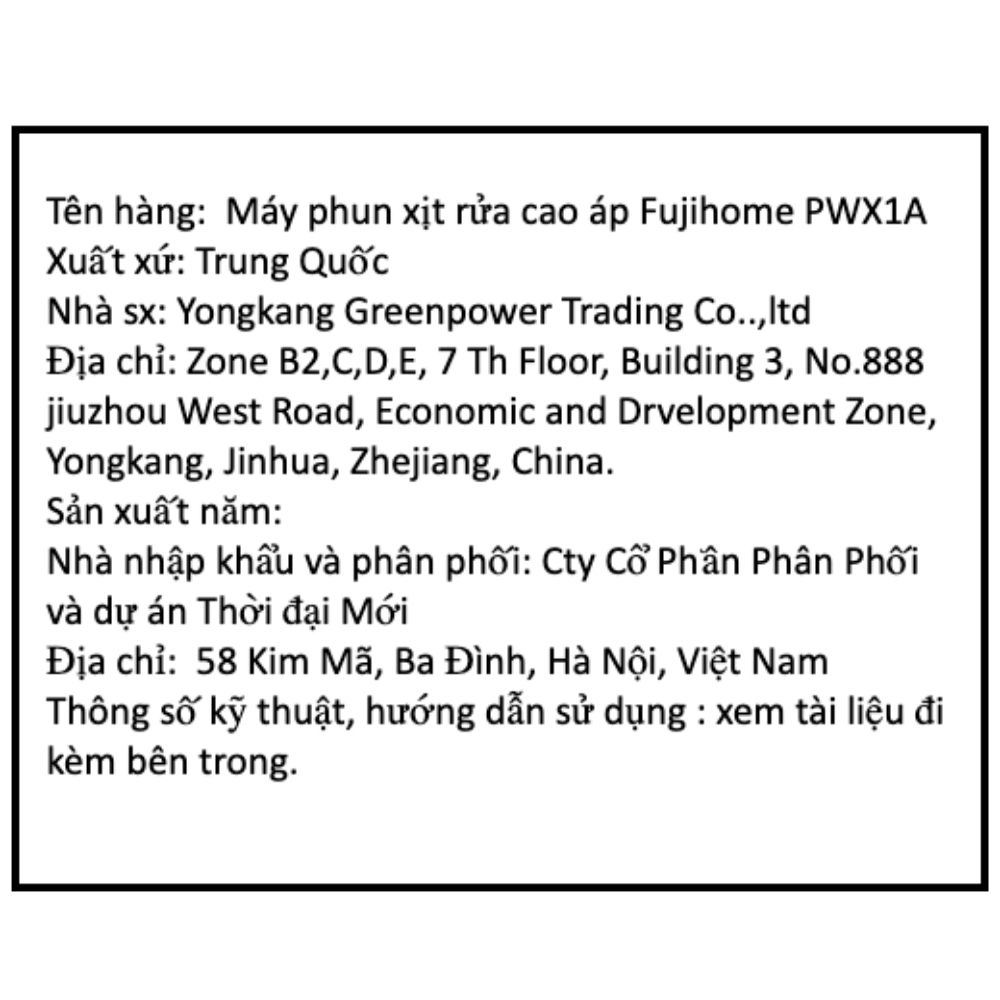 Máy rửa xe FUJIHOME 1000W PWX1A Màu Đỏ