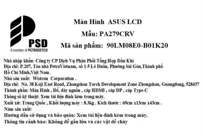 Màn hình Asus ProArt PA279CRV (27 inch, 4K, IPS, 60Hz, 5ms) Màu Đen