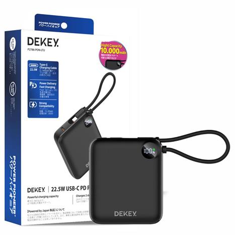 Pin sạc dự phòng Polymer 10000mAh Type-C QC 3.0 22.5W Dekey Power Pioneer P2786 kèm cáp Type-C - Đen Màu Đen