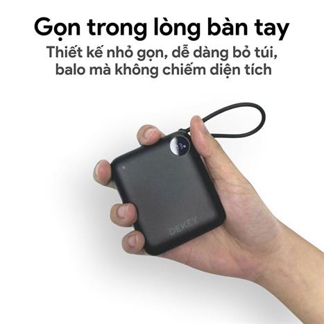 Pin sạc dự phòng Polymer 10000mAh Type-C QC 3.0 22.5W Dekey Power Pioneer P2786 kèm cáp Type-C - Đen Màu Đen