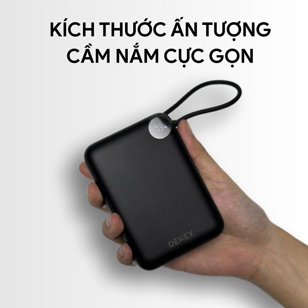 Pin sạc dự phòng Polymer 20000mAh Type-C QC 3.0 22.5W Dekey Power Pioneer P2788 kèm cáp Type-C - Đen  - Kích thước