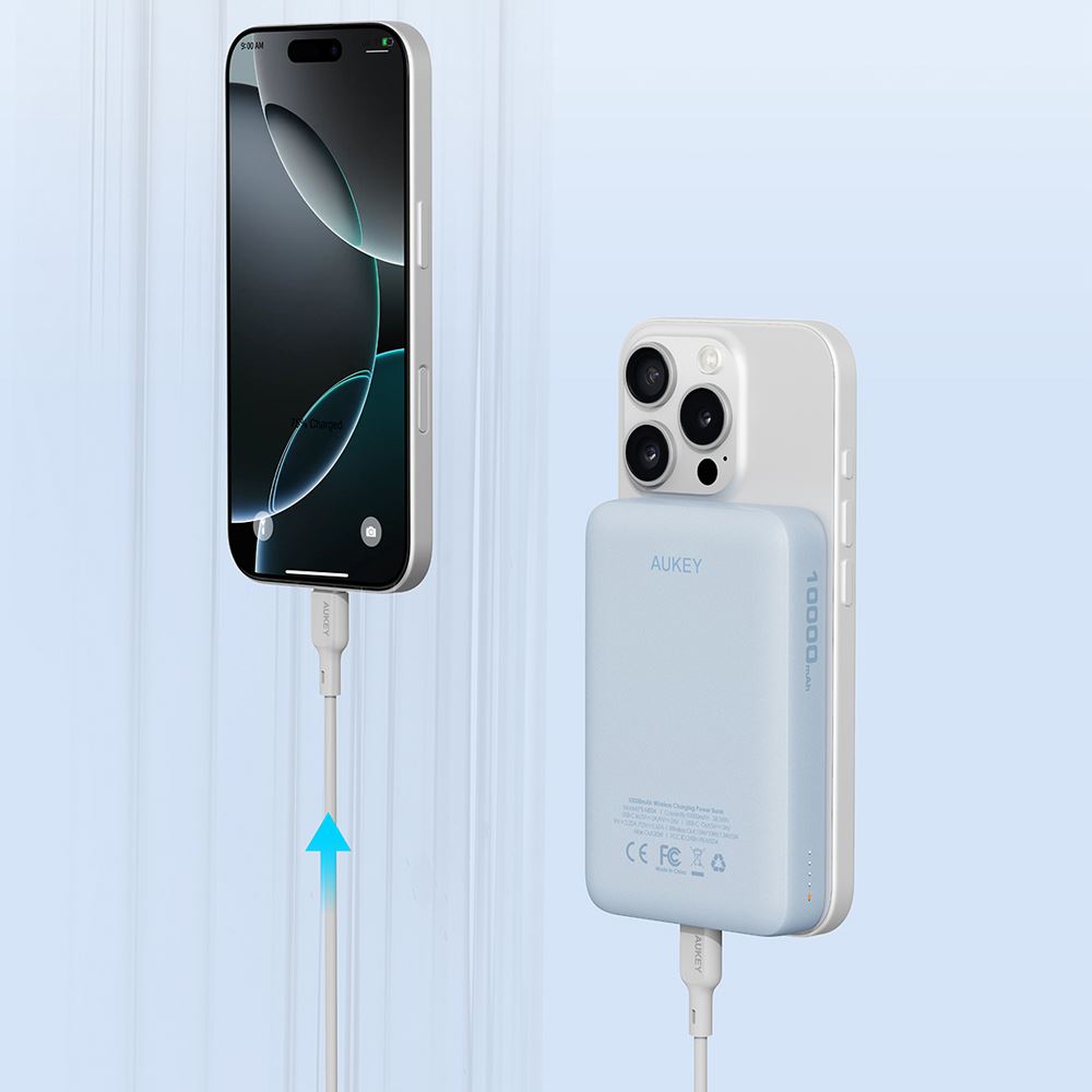 Pin sạc dự phòng Không dây Polymer 10000mAh Type C 20W Aukey PB-MS04 - Xanh - Cổng kết nối Pin sạc dự phòng Không dây Polymer 10000mAh Type C 20W Aukey PB-MS04 - Xanh - Cổng kết nối