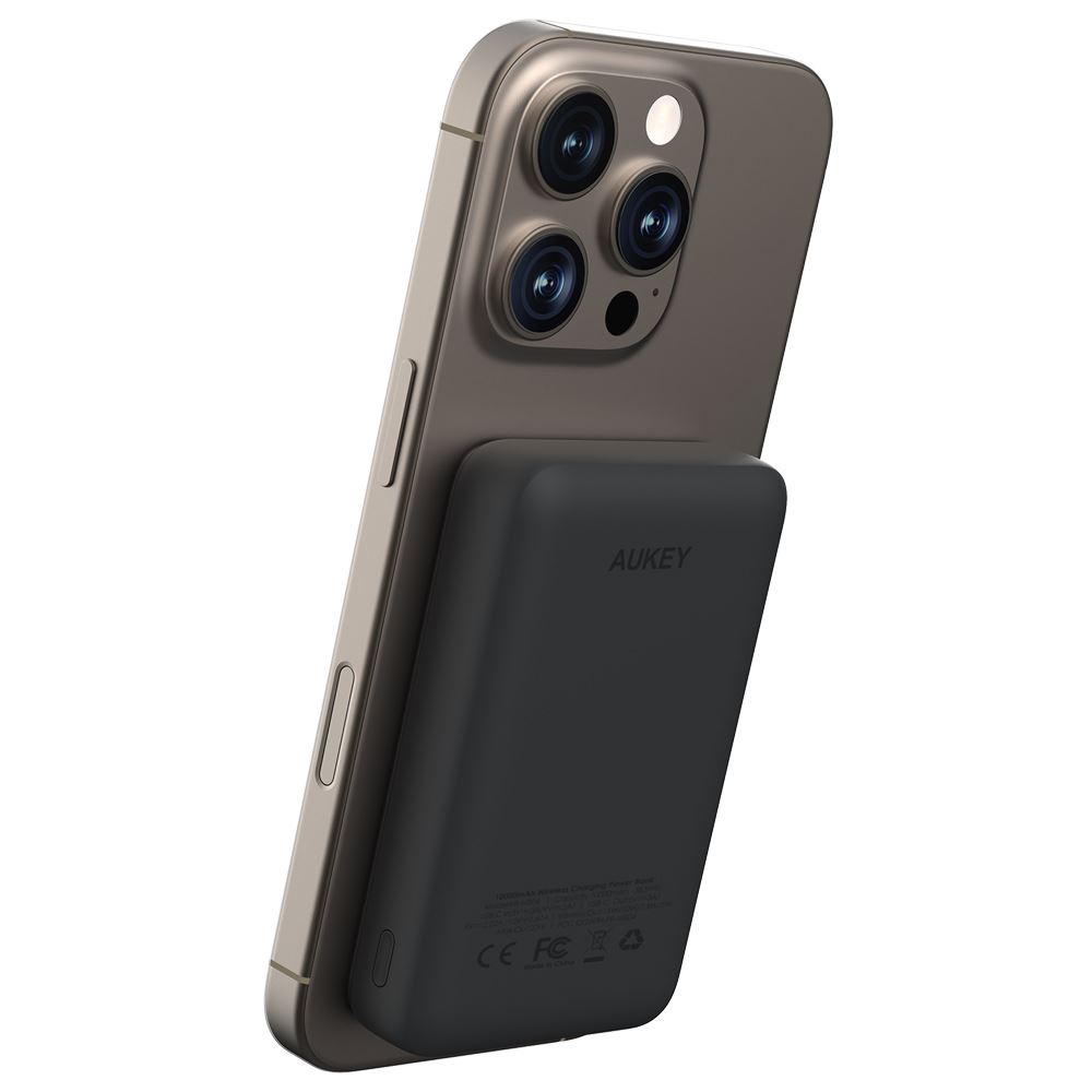 Pin sạc dự phòng Không dây Polymer 10000mAh Type C 20W Aukey PB-MS04 - Xám Đen - Thiết kế
