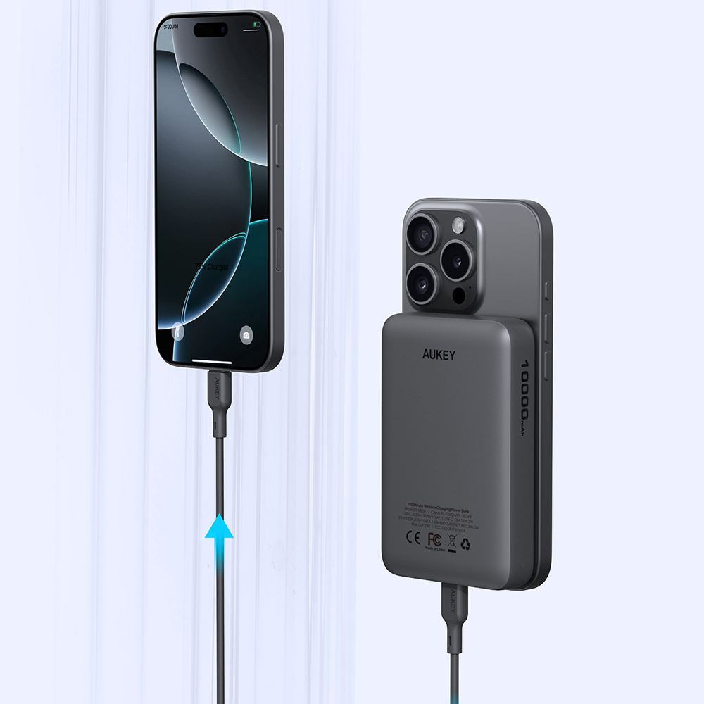 Pin sạc dự phòng Không dây Polymer 10000mAh Type C 20W Aukey PB-MS04 - Xám Đen - Cổng kết nối