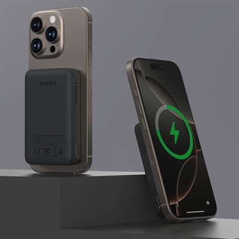 Pin sạc dự phòng Không dây Polymer 10000mAh Type C 20W Aukey PB-MS04 - Xám Đen Màu Xám