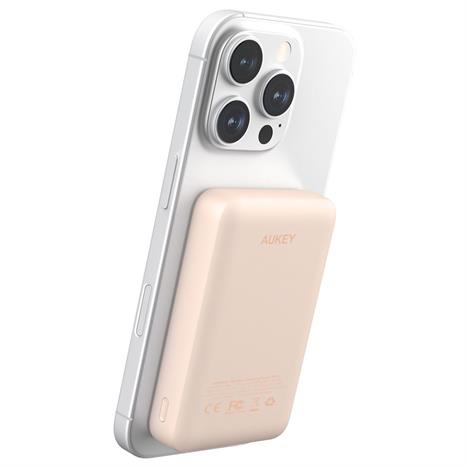 Pin sạc dự phòng Không dây Polymer 10000mAh Type C 20W Aukey PB-MS04 - Hồng Màu Hồng
