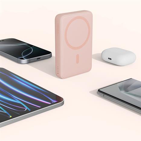 Pin sạc dự phòng Không dây Polymer 10000mAh Type C 20W Aukey PB-MS04 - Hồng Màu Hồng