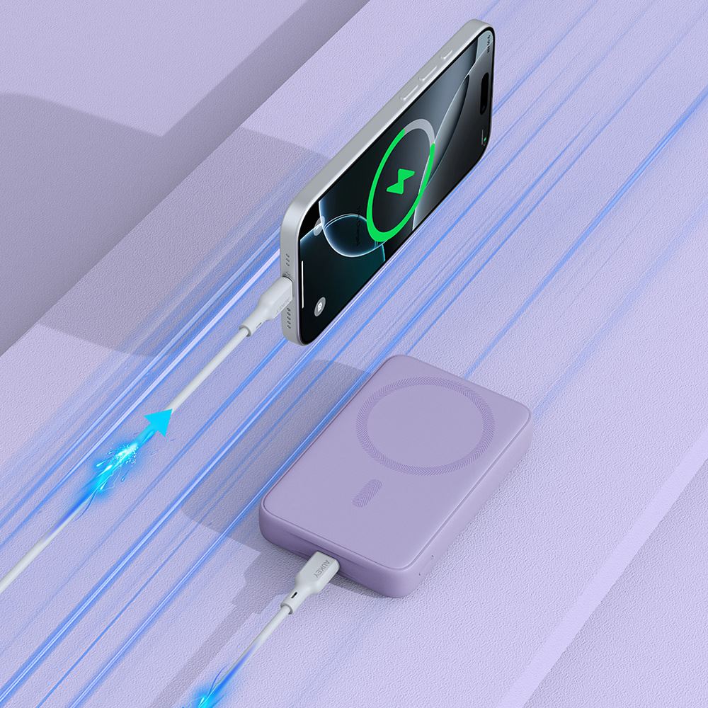 Pin sạc dự phòng Không dây Polymer 10000mAh Type C 20W Aukey PB-MS04 - Tím - Khả năng sạc