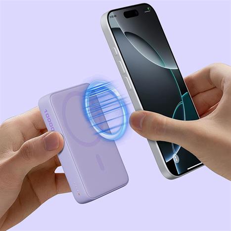 Pin sạc dự phòng Không dây Polymer 10000mAh Type C 20W Aukey PB-MS04 - Tím Màu Tím