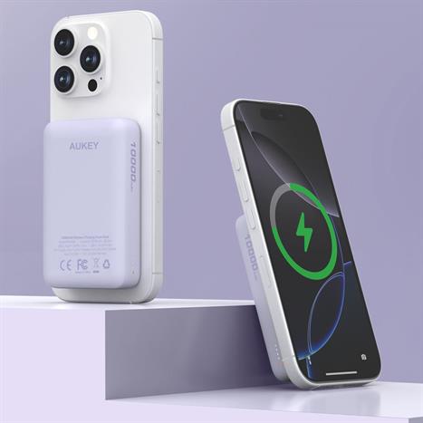 Pin sạc dự phòng Không dây Polymer 10000mAh Type C 20W Aukey PB-MS04 - Tím Màu Tím