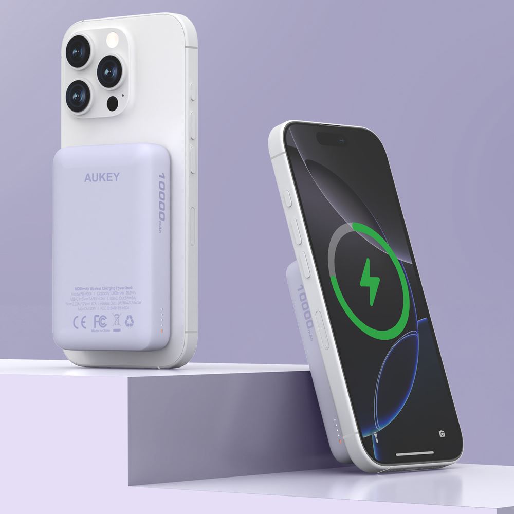 Pin sạc dự phòng Không dây Polymer 10000mAh Type C 20W Aukey PB-MS04 - Tím - 8