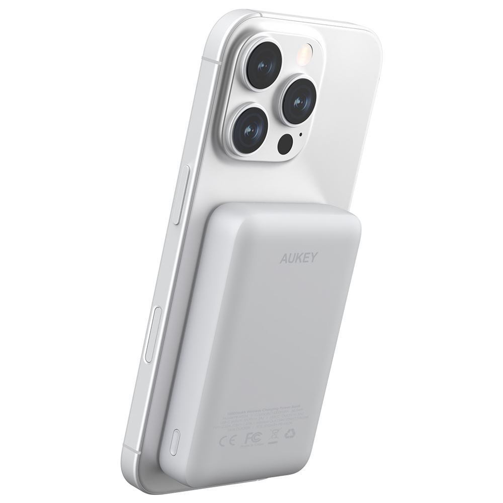 Pin sạc dự phòng Không dây Polymer 10000mAh Type C 20W Aukey PB-MS04 - Xám Bạc - Thiết kế