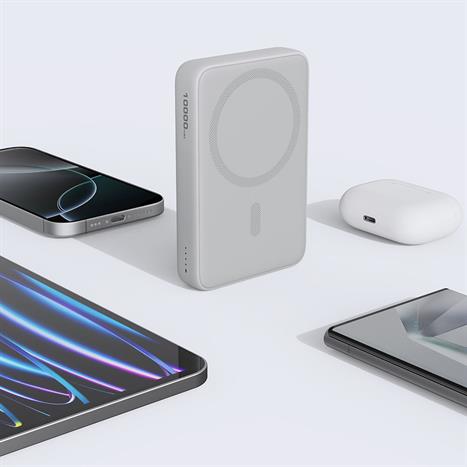 Pin sạc dự phòng Không dây Polymer 10000mAh Type C 20W Aukey PB-MS04 - Xám Bạc Màu Bạc