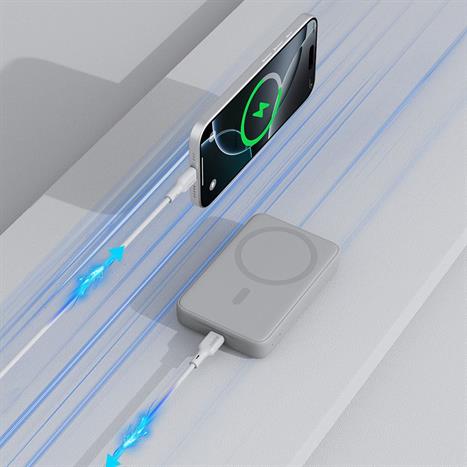 Pin sạc dự phòng Không dây Polymer 10000mAh Type C 20W Aukey PB-MS04 - Xám Bạc Màu Bạc