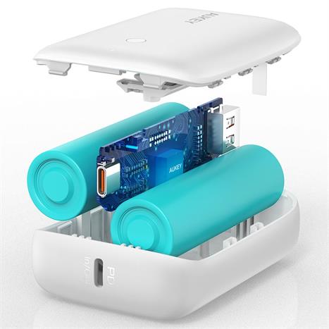 Pin sạc dự phòng Polymer 10000mAh Type C PD QC 3.0 20W Aukey PB-N83S - Trắng Màu Trắng