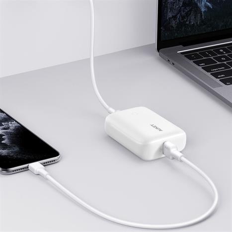 Pin sạc dự phòng Polymer 10000mAh Type C PD QC 3.0 20W Aukey PB-N83S - Trắng Màu Trắng