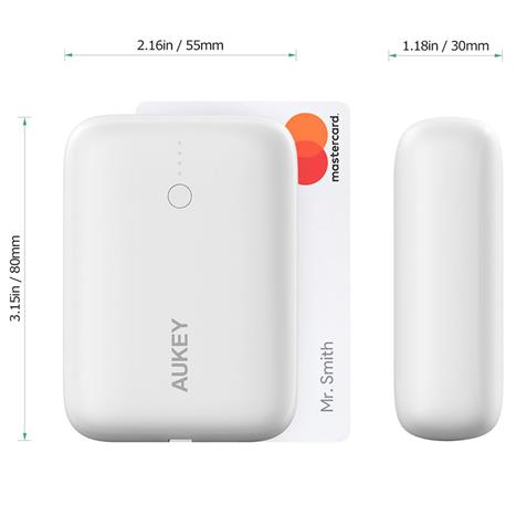 Pin sạc dự phòng Polymer 10000mAh Type C PD QC 3.0 20W Aukey PB-N83S - Trắng Màu Trắng
