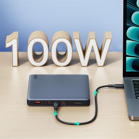 Pin sạc dự phòng Polymer 20000mAh Type C PD QC 3.0 100W Aukey PB-Y44 Sprint X Màu Xám
