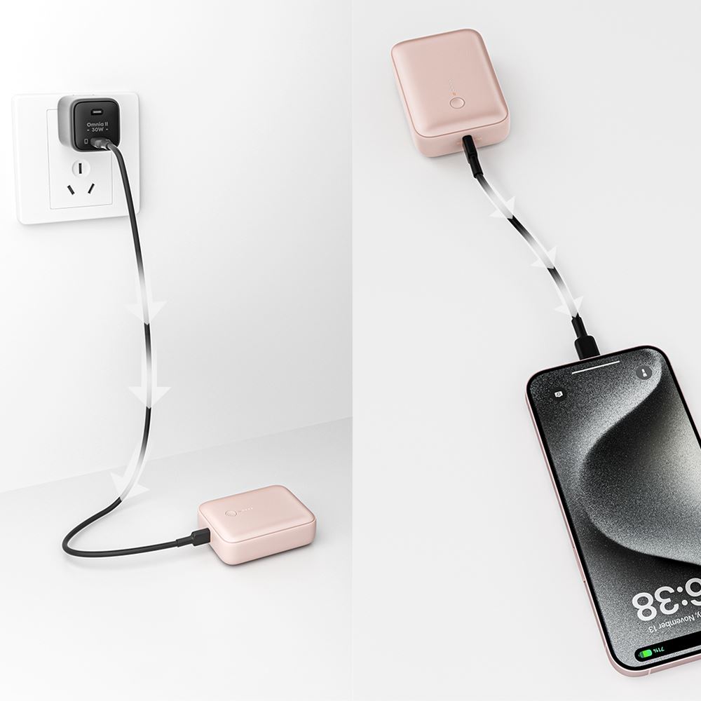 Pin sạc dự phòng Polymer 10000mAh Type C PD QC 3.0 20W Aukey PB-Y55 - Hồng - Pin