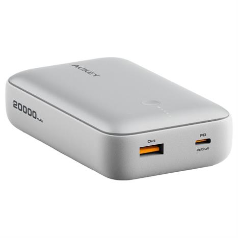 Pin sạc dự phòng Polymer 20000mAh Type C PD QC 3.0 20W Aukey PB-Y57 Spark Mini - Xám Bạc Màu Bạc