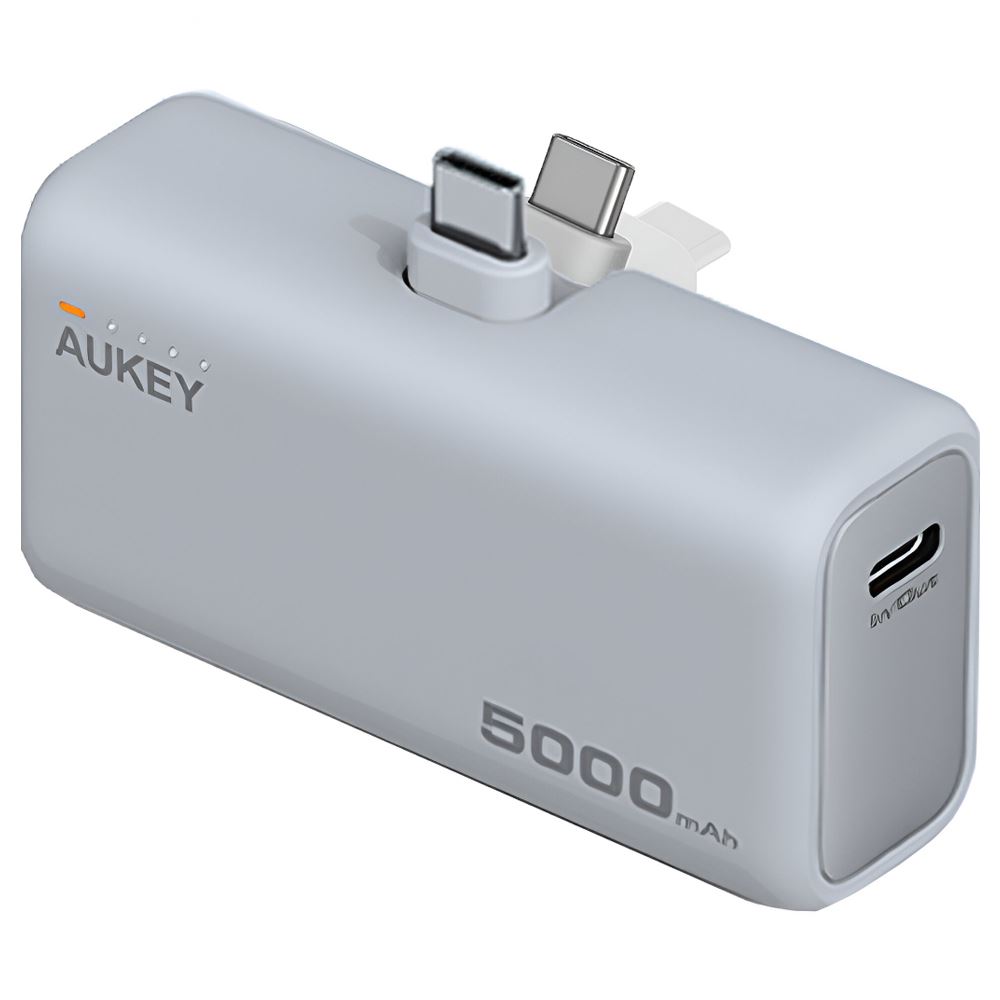 Pin sạc dự phòng Polymer 5000mAh Type C PD QC 3.0 20W Aukey PB-Y59 - Xám Bạc Màu Bạc