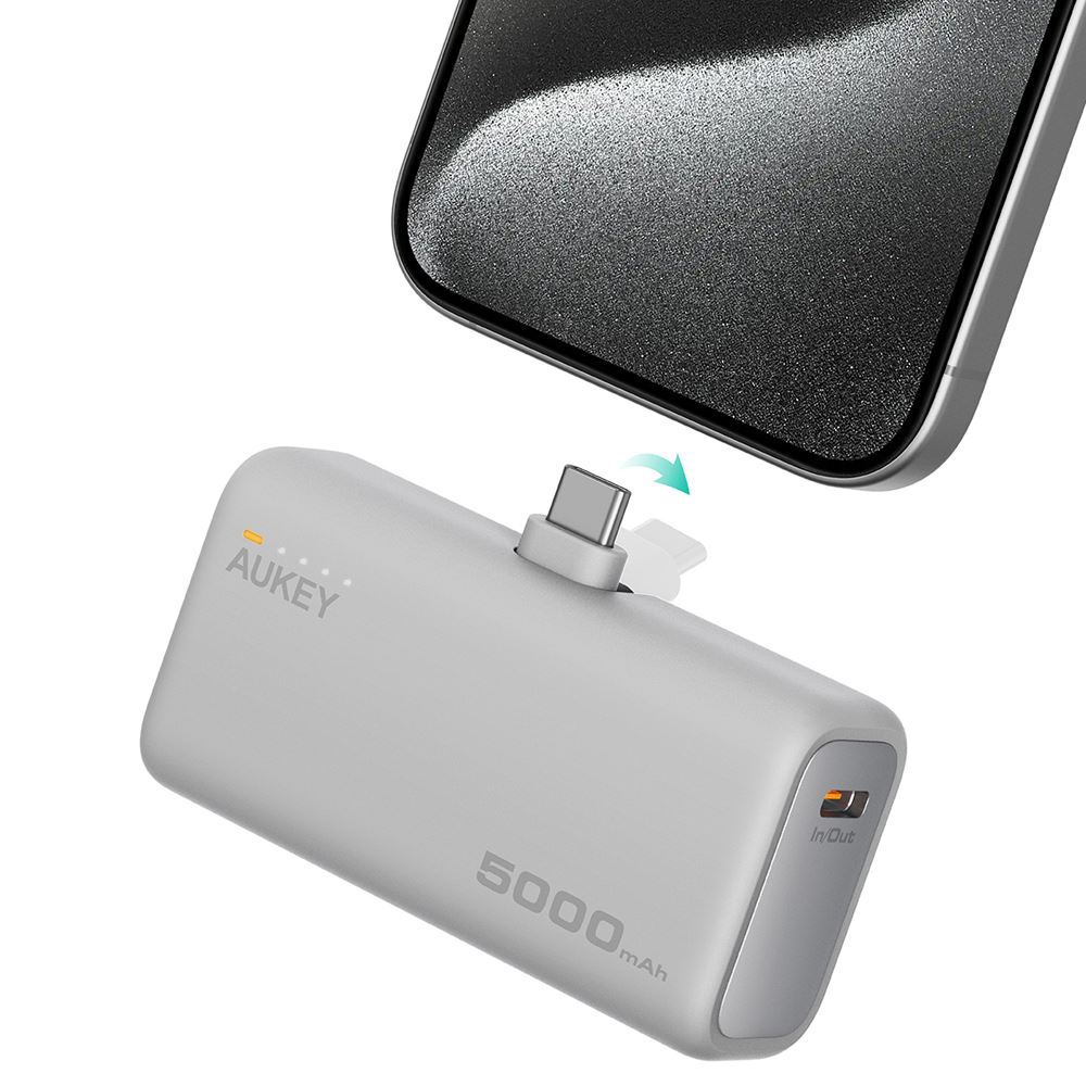Pin sạc dự phòng Polymer 5000mAh Type C PD QC 3.0 20W Aukey PB-Y59 - Xám Bạc - Thiết kế