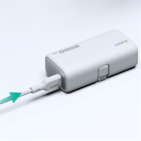 Pin sạc dự phòng Polymer 5000mAh Type C PD QC 3.0 20W Aukey PB-Y59 - Xám Bạc Màu Bạc