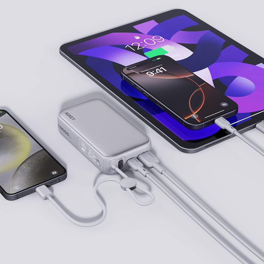 Pin sạc dự phòng Polymer 10000mAh Type-C PD 30W Aukey PB-Y47 - Xám bạc - Tương thích